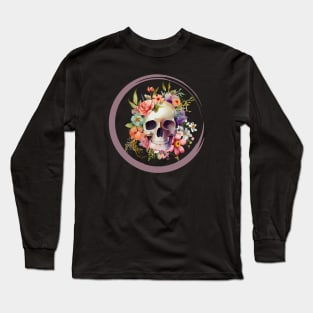 Skull flowers tshirt Long Sleeve T-Shirt